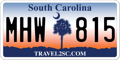 SC license plate MHW815