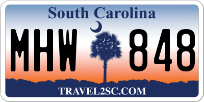 SC license plate MHW848