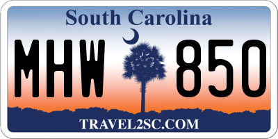 SC license plate MHW850