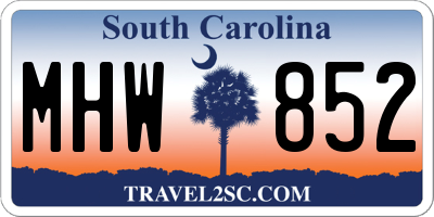 SC license plate MHW852