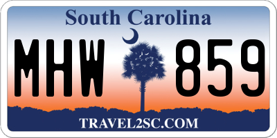 SC license plate MHW859