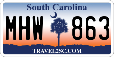 SC license plate MHW863