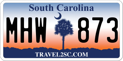 SC license plate MHW873