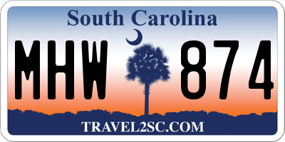 SC license plate MHW874
