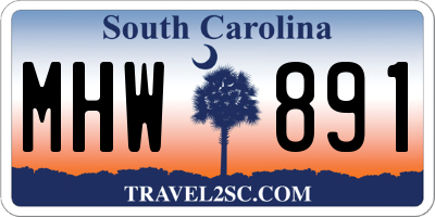 SC license plate MHW891