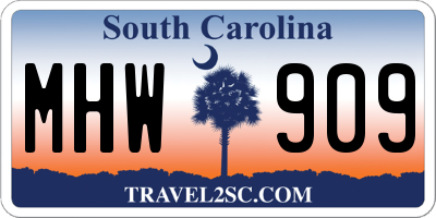SC license plate MHW909
