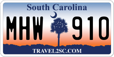 SC license plate MHW910