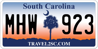 SC license plate MHW923
