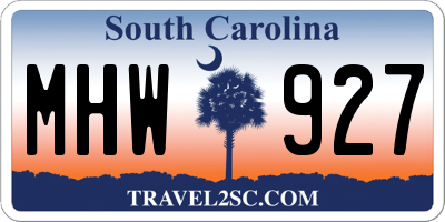 SC license plate MHW927