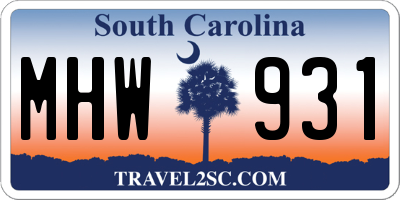 SC license plate MHW931