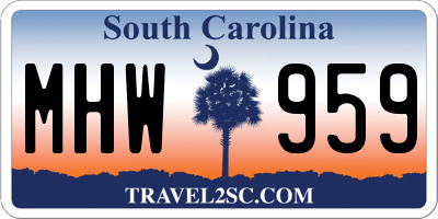 SC license plate MHW959