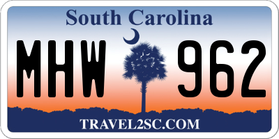 SC license plate MHW962