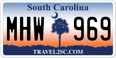 SC license plate MHW969