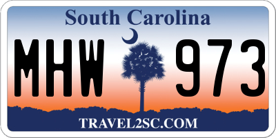 SC license plate MHW973