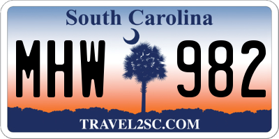 SC license plate MHW982