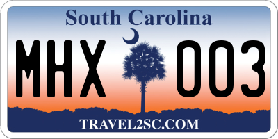 SC license plate MHX003