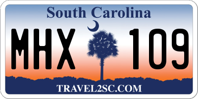 SC license plate MHX109