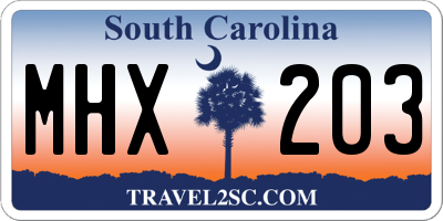 SC license plate MHX203