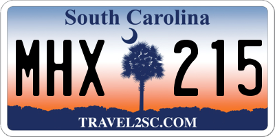 SC license plate MHX215