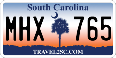 SC license plate MHX765