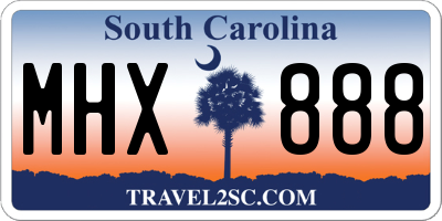 SC license plate MHX888