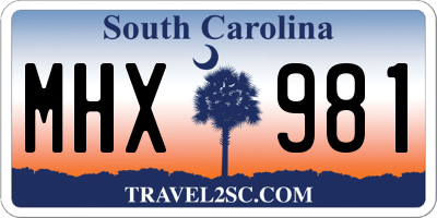 SC license plate MHX981