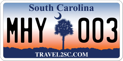 SC license plate MHY003