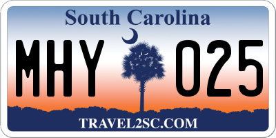 SC license plate MHY025