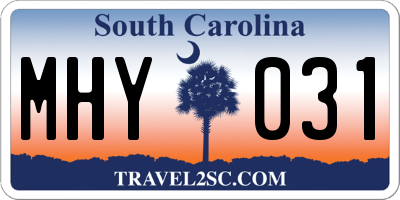 SC license plate MHY031