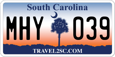 SC license plate MHY039