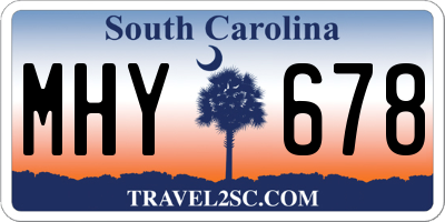 SC license plate MHY678