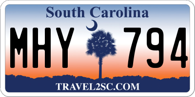 SC license plate MHY794
