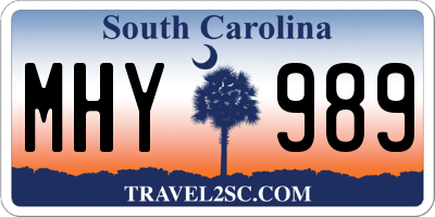 SC license plate MHY989