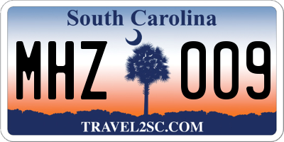 SC license plate MHZ009