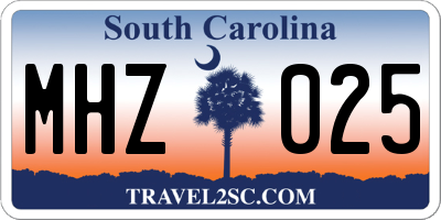 SC license plate MHZ025