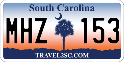 SC license plate MHZ153