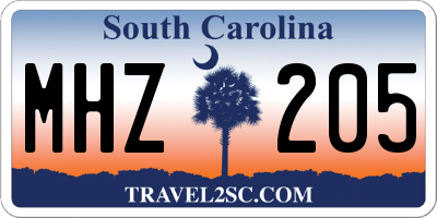 SC license plate MHZ205
