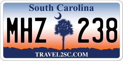 SC license plate MHZ238