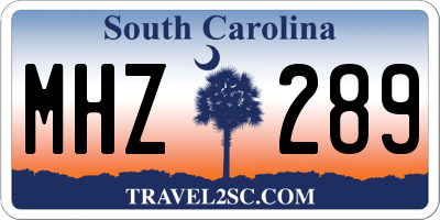 SC license plate MHZ289