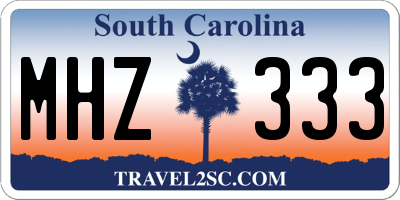 SC license plate MHZ333