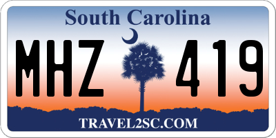 SC license plate MHZ419