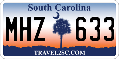 SC license plate MHZ633