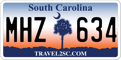 SC license plate MHZ634