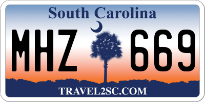 SC license plate MHZ669