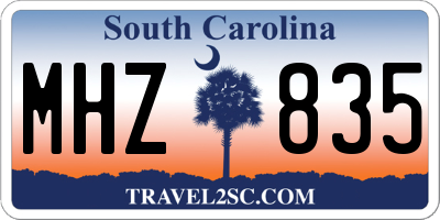 SC license plate MHZ835