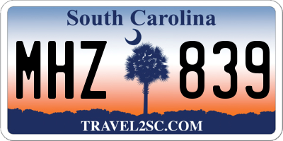 SC license plate MHZ839