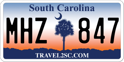 SC license plate MHZ847