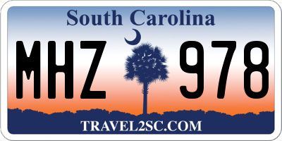 SC license plate MHZ978