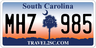 SC license plate MHZ985