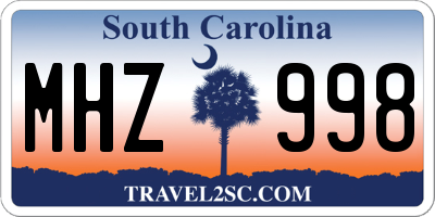 SC license plate MHZ998